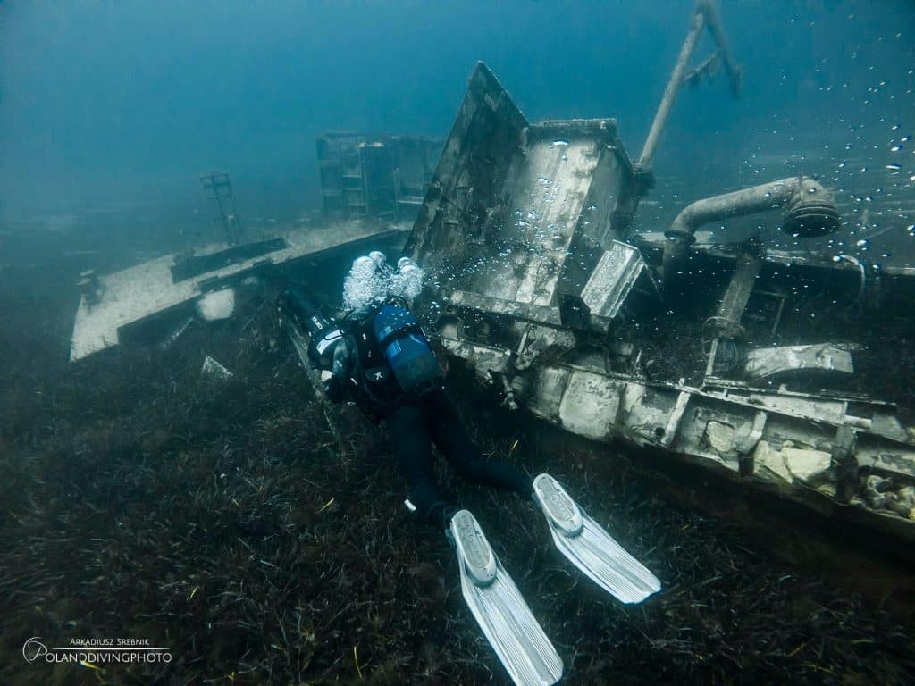 Wreck of patrol boat P-33 after winter storms