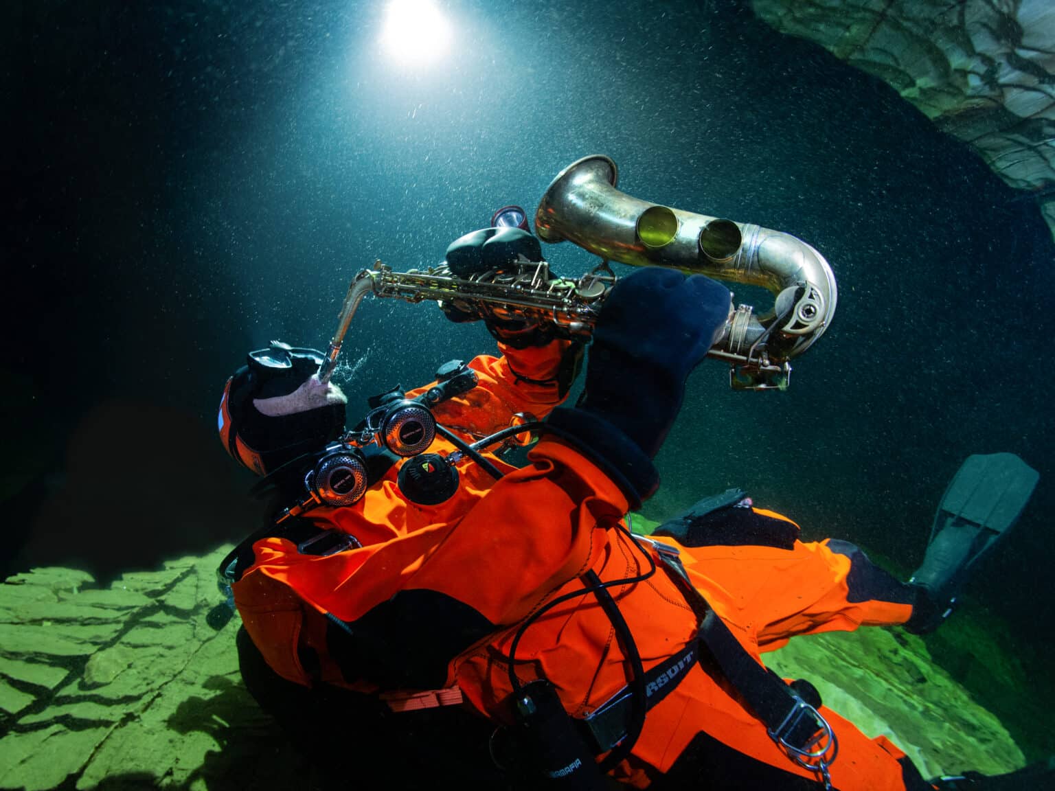 saxophone played underwater