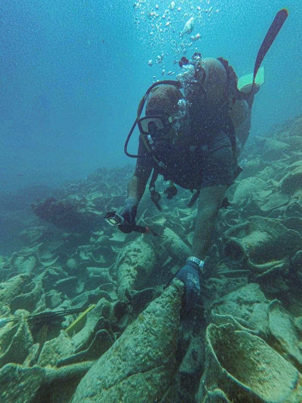 Underwater archaeologist at the site