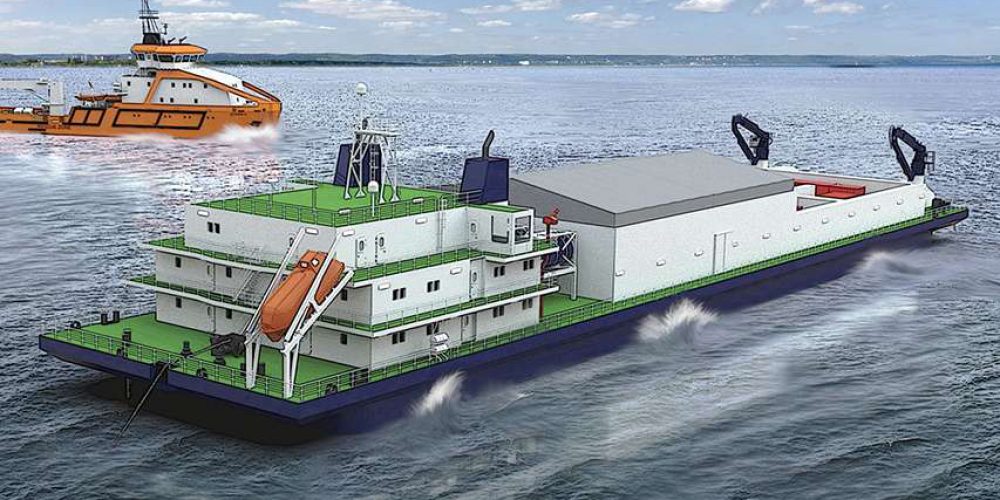 Barge for cleaning the bottom of the Baltic Sea from weapons and hazardous materials