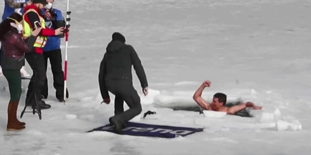 Czech freediver sets world record under ice – video
