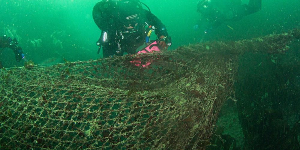 Giant ghost net retrieved from popular dive site