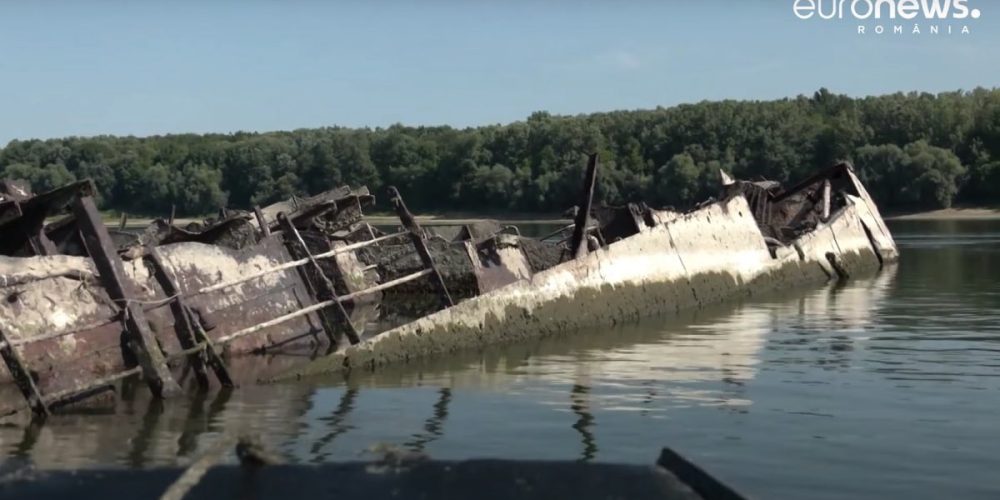 Low water level in the Danube has uncovered another WWII wreck – video