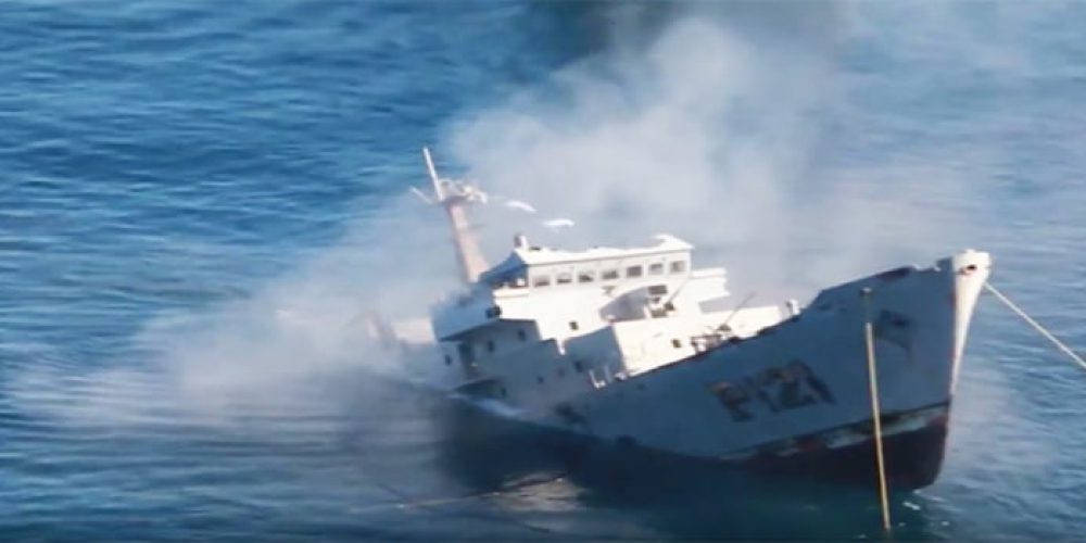 Mexican navy ship sunk in Lower California – video