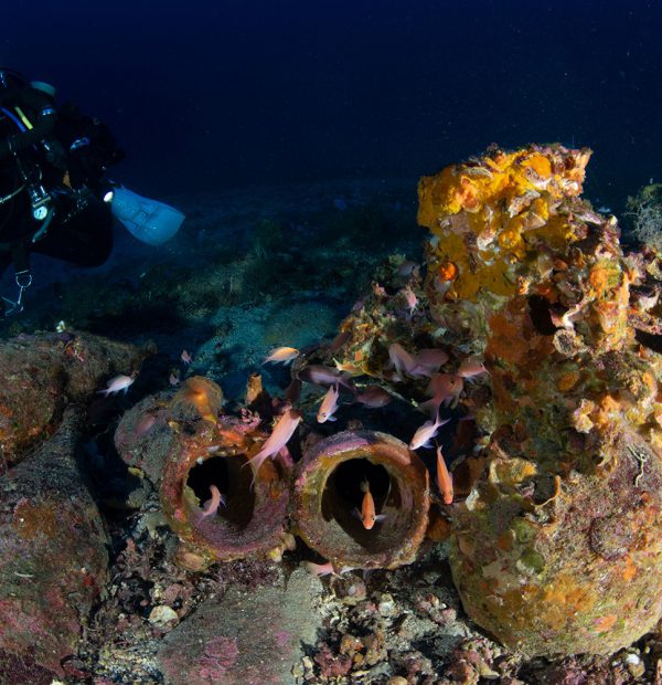 Two ancient amphorae recovered from ancient wreck in Italy