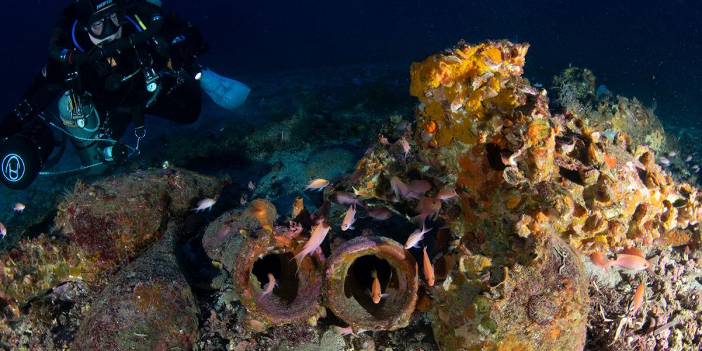 Two ancient amphorae recovered from ancient wreck in Italy